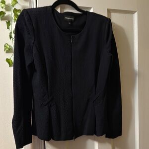 Emporio Armani Black Tailored Blazer with Textured Finish